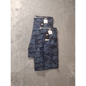 Lee Blue Camo Sz 38 Cargo Shorts Motion Flex Waist Stretch Fabric Lot Of 2 NWT